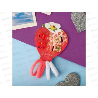 Набор  д/волос &quotМаленькая радость&quot клубничка красно-белый 7603448 *6