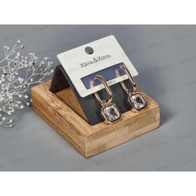 Серьги под золото &quotХань-хань&quot с камнем квадратн.№250