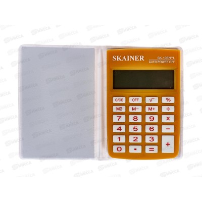 Калькулятор SKAINER SK-108NYL 8 разрядов, желтый, карманный, 58x88x10мм Калькулятор SKAINER SK-108NYL 8 разрядов, желтый, карманный, 58x88x10мм