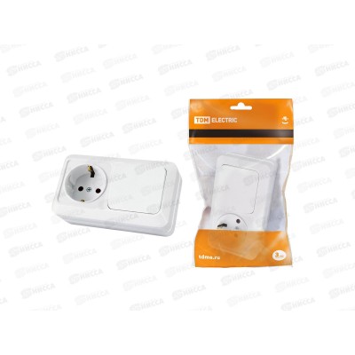 Блок (1выключатель+розетка) TDM 10А+16А БКВР IP20 &quotЛадога&quot, 0101 *5/200