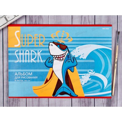 Альбом для рисования 8л ПП Мощная акула, 08-9628 Альбом для рисования 8л ПП Мощная акула, 08-9628