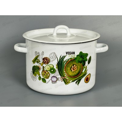 Кастрюля 4,5л эмалированная с рисунком 01-1615/4 Веган