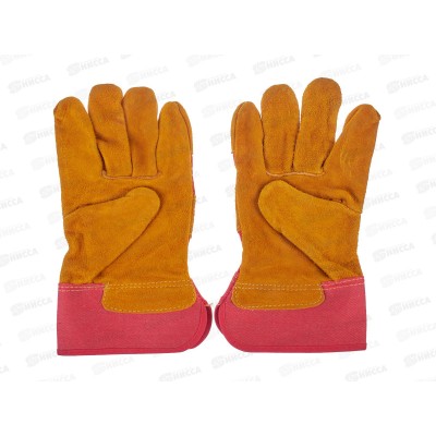 Перчатки спилковые комбинированные красно-желтые Э*12 Перчатки спилковые комбинированные красно-желтые Э*12