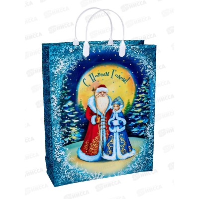 Сумочка пластик мягкий Новый Год 30*40 Морозные узоры *40