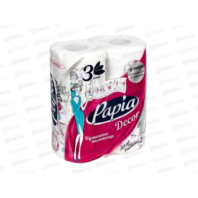 Полотенца бумажные Papia Decor 3слойные 2рулона 85листов *14 5078291 Полотенца бумажные Papia Decor 3слойные 2рулона 85листов *14 5078291