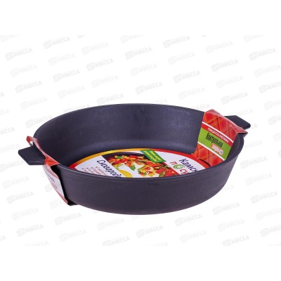 Сковорода 260*60 литая чугунная с двумя ушками у6060