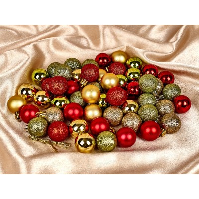 Набор шаров 54шт, 3см "Волшебство", красный,зеленый,золотой, НУ-5612 Набор шаров 54шт, 3см "Волшебство", красный,зеленый,золотой, НУ-5612