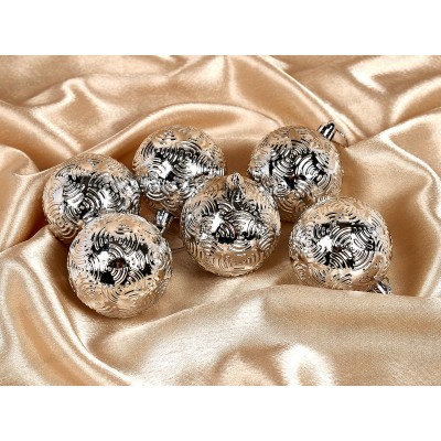 Набор шаров 6шт, 6см "Объемные бантики" серебро 4941989 Набор шаров 6шт, 6см "Объемные бантики" серебро 4941989