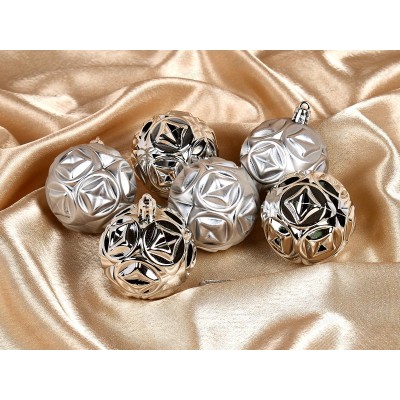 Набор шаров 6шт, 6см "Мидас-геометрия" серебро 4942020 Набор шаров 6шт, 6см "Мидас-геометрия" серебро 4942020