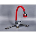 Смеситель для кухни гибкий излив 2 режима с гайкой, красный, E4105+E61 Смеситель для кухни гибкий излив 2 режима с гайкой, красный, E4105+E61