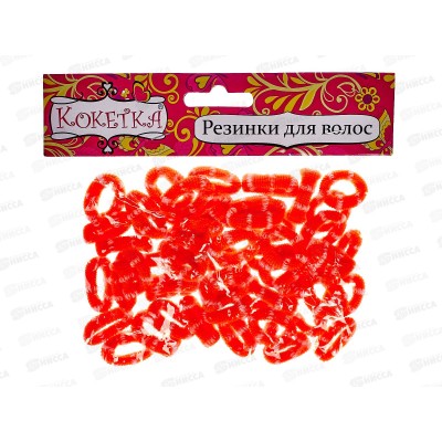 Резинка для волос "Белая вставка" 50ти штучная оранжевая 2см 545-037 Резинка для волос "Белая вставка" 50ти штучная оранжевая 2см 545-037