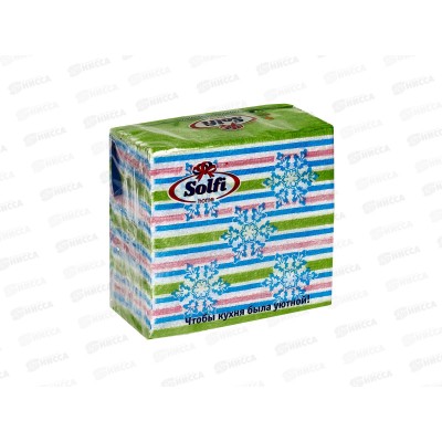Салфетки СОЛФИ 50л с новогодним рисунком Снежинки  *88