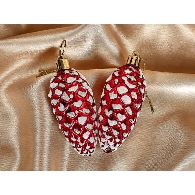 Набор елочных украшений 2шт Таинственное очарование 9см шишки темный рубин 916-879 Набор елочных украшений 2шт Таинственное очарование 9см шишки темный рубин 916-879