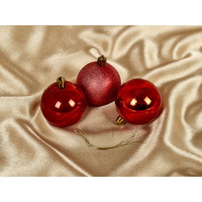 Набор елочных шаров 6шт "Снежное сияние" 8см красный/белый 201-2062 Набор елочных шаров 6шт "Снежное сияние" 8см красный/белый 201-2062