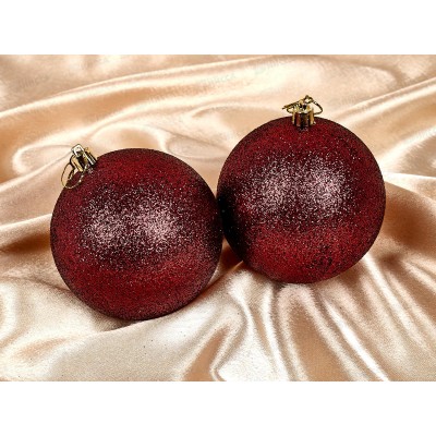 Набор елочных шаров 2шт "Глиттер" 10см темный рубин 201-1432 Набор елочных шаров 2шт "Глиттер" 10см темный рубин 201-1432