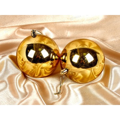 Набор елочных шаров 2шт "Глянец" 10см золото 201-0706 Набор елочных шаров 2шт "Глянец" 10см золото 201-0706