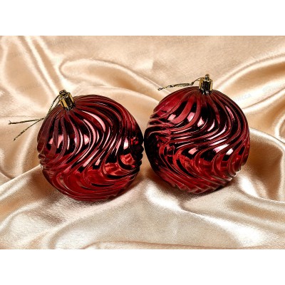 Набор елочных шаров 2шт "Рельеф" 10см темный рубин 201-1767 Набор елочных шаров 2шт "Рельеф" 10см темный рубин 201-1767