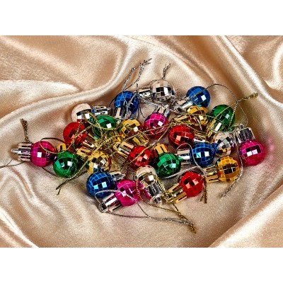 Набор елочных шаров 24шт "Рельеф" 2см микс 201-1070 Набор елочных шаров 24шт "Рельеф" 2см микс 201-1070