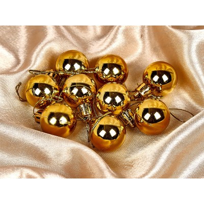 Набор елочных шаров 9шт "Глянец" 3см золотой 183-823 Набор елочных шаров 9шт "Глянец" 3см золотой 183-823