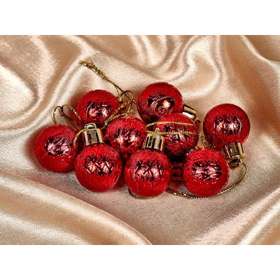 Набор елочных шаров 9шт "Рельефный узор" 3см красный 183-827 Набор елочных шаров 9шт "Рельефный узор" 3см красный 183-827