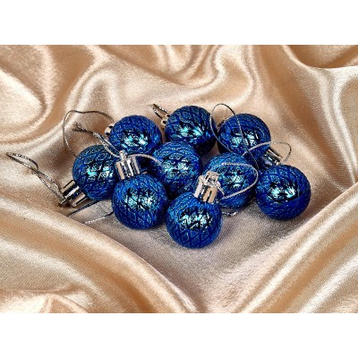 Набор елочных шаров 9шт "Рельефный узор" 3см синий 183-830 Набор елочных шаров 9шт "Рельефный узор" 3см синий 183-830