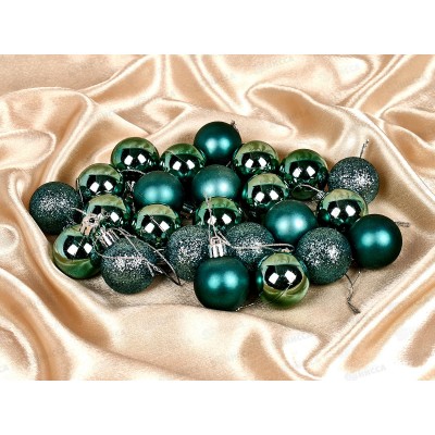 Набор елочных шаров 24шт "Микс фактур" 4см темный нефрит 652-241 Набор елочных шаров 24шт "Микс фактур" 4см темный нефрит 652-241