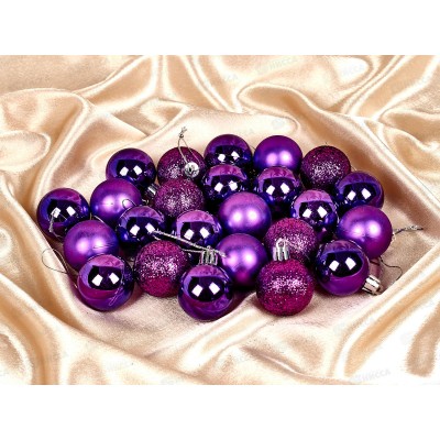 Набор елочных шаров 24шт "Микс фактур" 4см фиолетовый 201-0630 Набор елочных шаров 24шт "Микс фактур" 4см фиолетовый 201-0630