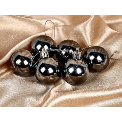 Набор елочных шаров 6шт "Глянец" 4см графит 652-240 Набор елочных шаров 6шт "Глянец" 4см графит 652-240