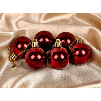Набор елочных шаров 6шт "Глянец" 4см темный рубин 652-236 Набор елочных шаров 6шт "Глянец" 4см темный рубин 652-236