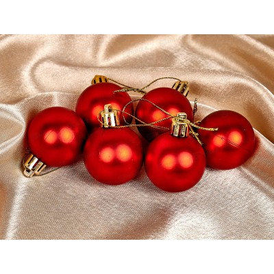 Набор елочных шаров 6шт "Матовый" 4см красный 652-183-837 Набор елочных шаров 6шт "Матовый" 4см красный 652-183-837