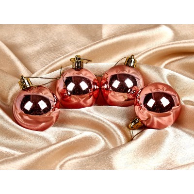 Набор елочных шаров 4шт "Глянец" 5см розовое золото 652-255 Набор елочных шаров 4шт "Глянец" 5см розовое золото 652-255