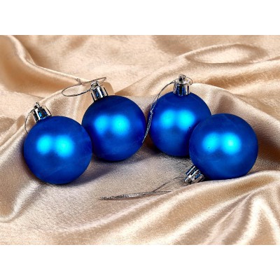 Набор елочных шаров 4шт "Матовый" 5см синий 183-854 Набор елочных шаров 4шт "Матовый" 5см синий 183-854