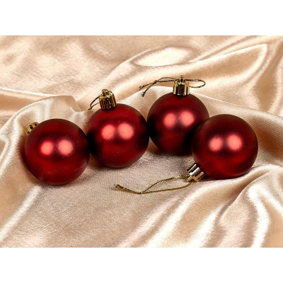 Набор елочных шаров 4шт "Матовый" 5см темный рубин 652-258 Набор елочных шаров 4шт "Матовый" 5см темный рубин 652-258