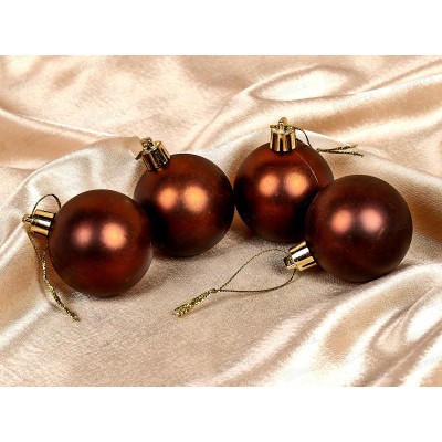 Набор елочных шаров 4шт "Матовый" 5см шоколад 652-259 Набор елочных шаров 4шт "Матовый" 5см шоколад 652-259