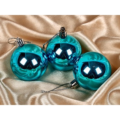 Набор елочных шаров 3шт "Глянец" 6см голубой 201-1289 Набор елочных шаров 3шт "Глянец" 6см голубой 201-1289