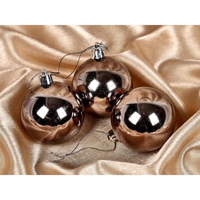 Набор елочных шаров 3шт "Глянец" 6см графит 201-0836 Набор елочных шаров 3шт "Глянец" 6см графит 201-0836