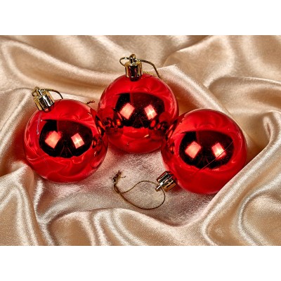 Набор елочных шаров 3шт "Глянец" 6см красный 183-860 Набор елочных шаров 3шт "Глянец" 6см красный 183-860