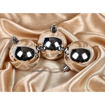 Набор елочных шаров 3шт "Глянец" 6см серебро 183-862 Набор елочных шаров 3шт "Глянец" 6см серебро 183-862