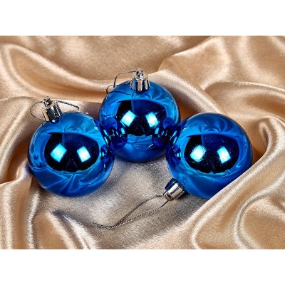 Набор елочных шаров 3шт "Глянец" 6см синий 183-863 Набор елочных шаров 3шт "Глянец" 6см синий 183-863