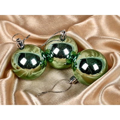 Набор елочных шаров 3шт "Глянец" 6см темный нефрит 201-1697 Набор елочных шаров 3шт "Глянец" 6см темный нефрит 201-1697