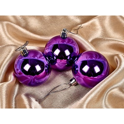 Набор елочных шаров 3шт "Глянец" 6см фиолетовый 183-864 Набор елочных шаров 3шт "Глянец" 6см фиолетовый 183-864