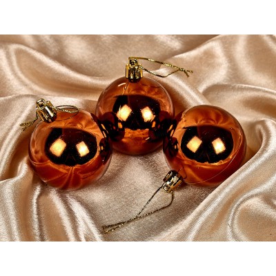 Набор елочных шаров 3шт "Глянец" 6см шоколад 201-1696 Набор елочных шаров 3шт "Глянец" 6см шоколад 201-1696