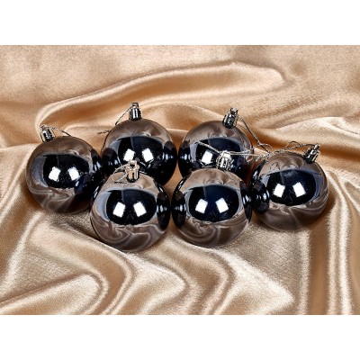 Набор елочных шаров 6шт "Глянец" 6см графит 652-273 Набор елочных шаров 6шт "Глянец" 6см графит 652-273