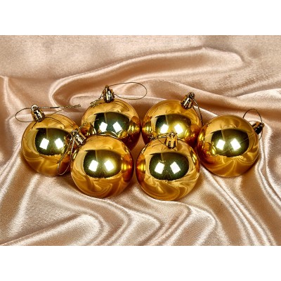 Набор елочных шаров 6шт "Глянец" 6см золотой 201-1705 Набор елочных шаров 6шт "Глянец" 6см золотой 201-1705