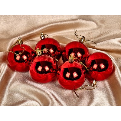 Набор елочных шаров 6шт "Глянец" 6см красный 201-1706 Набор елочных шаров 6шт "Глянец" 6см красный 201-1706