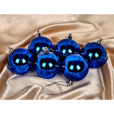 Набор елочных шаров 6шт "Глянец" 6см синий 201-1709 Набор елочных шаров 6шт "Глянец" 6см синий 201-1709