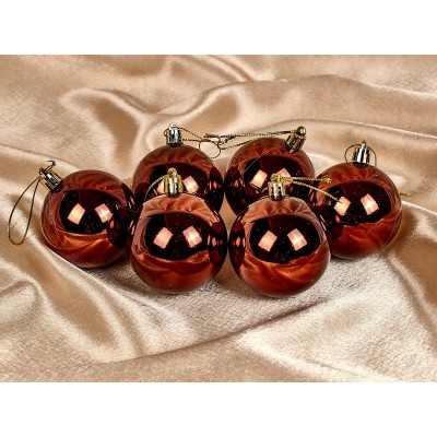 Набор елочных шаров 6шт "Глянец" 6см шоколад 201-1712 Набор елочных шаров 6шт "Глянец" 6см шоколад 201-1712