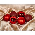 Набор елочных шаров 6шт "Микс фактур" 6см красный 201-1731 Набор елочных шаров 6шт "Микс фактур" 6см красный 201-1731