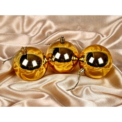 Набор елочных шаров 3шт "Глянец" 8см золотой 183-920 Набор елочных шаров 3шт "Глянец" 8см золотой 183-920