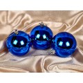 Набор елочных шаров 3шт "Глянец" 8см синий 183-922 Набор елочных шаров 3шт "Глянец" 8см синий 183-922